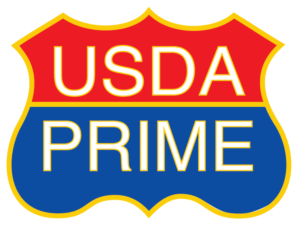 USDA Prime Stamp in red and blue with gold outline