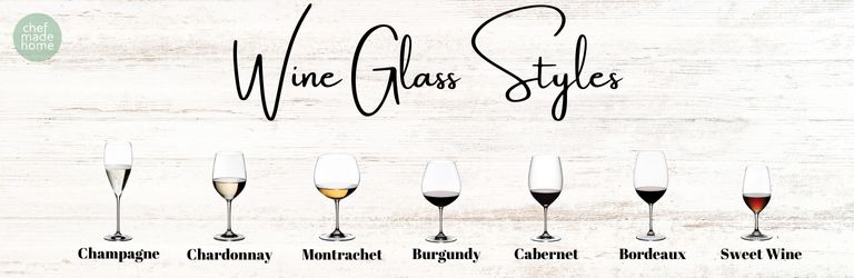 Handwritten Font reading Wine Glass Styles with images of different styles of wine glasses